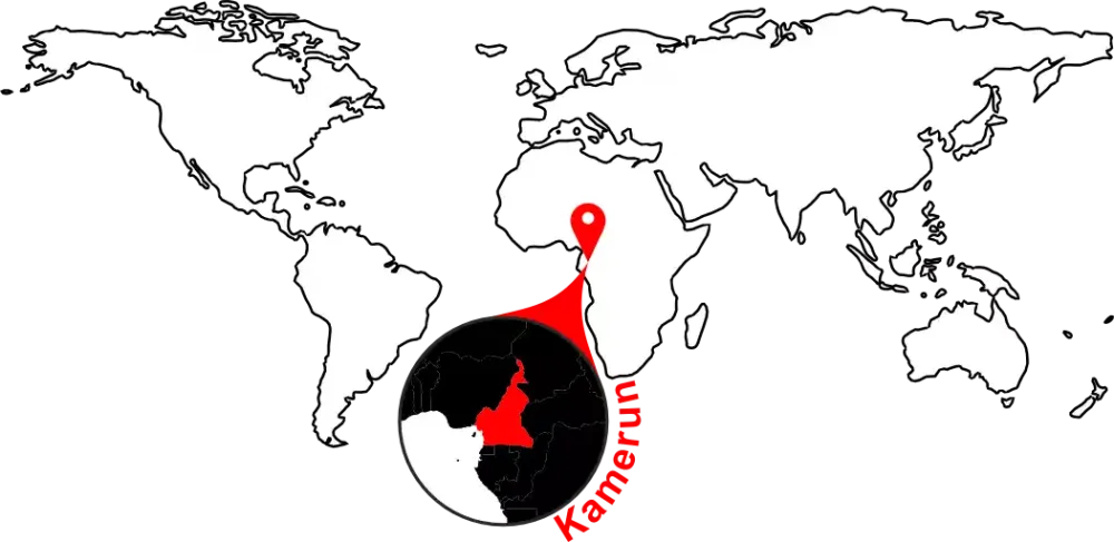 Mapa a sopečná oblast Njombe-Penja v Kamerunu